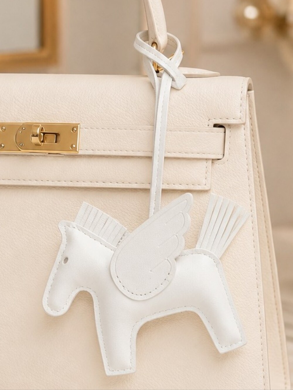 White Winged Horse Bag Charm - Picture 2 of 4